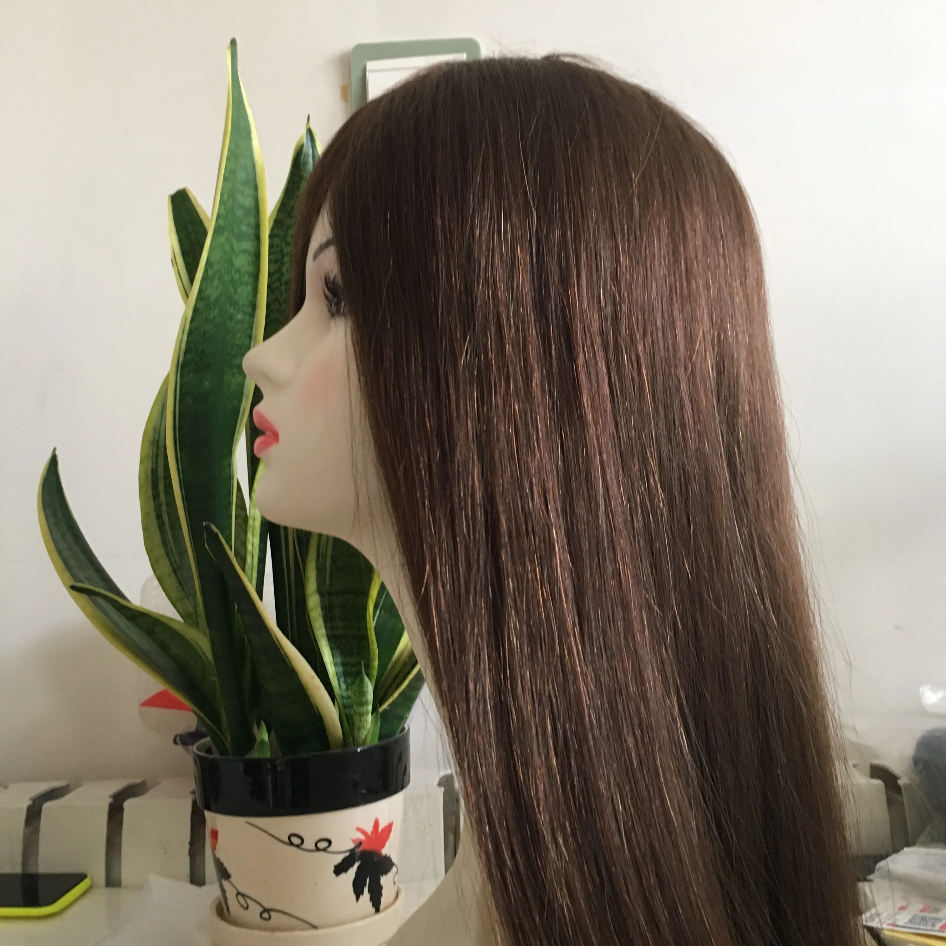 Stock Swiss lace and Mono Lace Human Remy Hair Toupee for Women