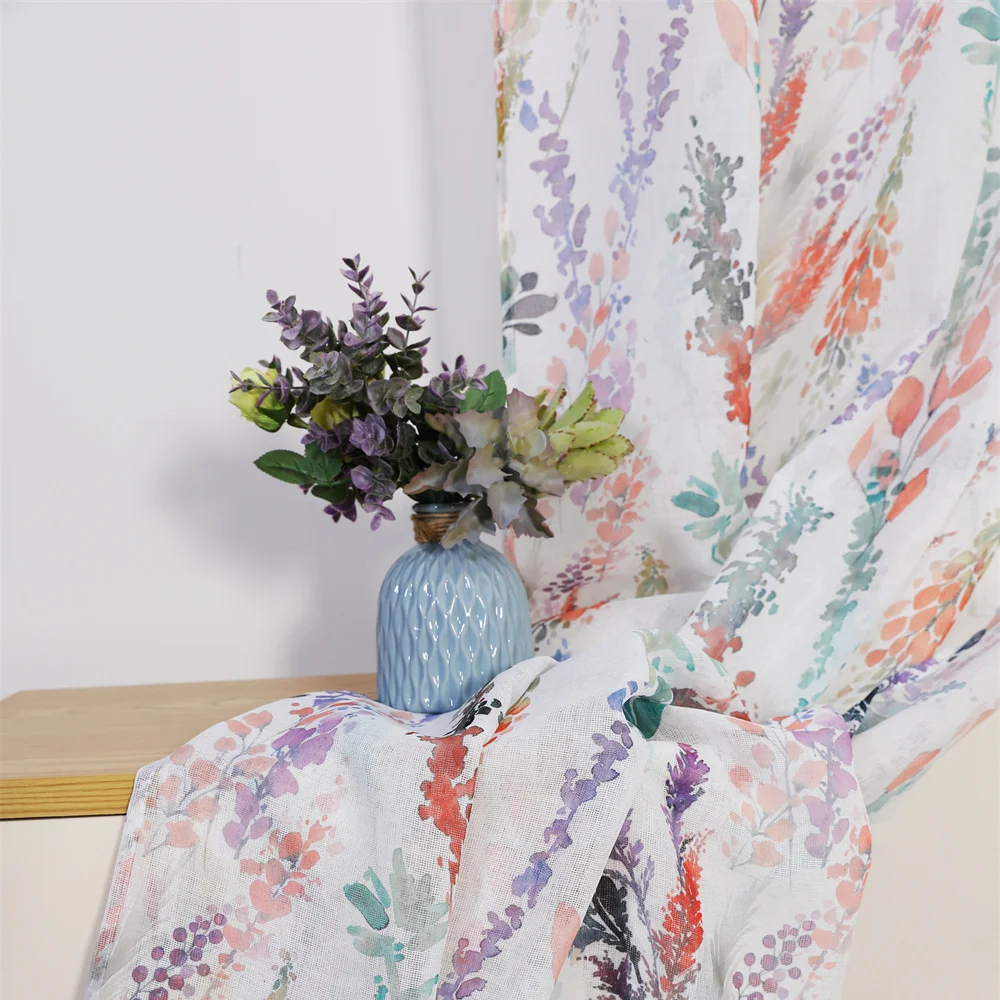 Latest New Print Design Customized Color Available Sheer Voile Curtain for the Window Living Room