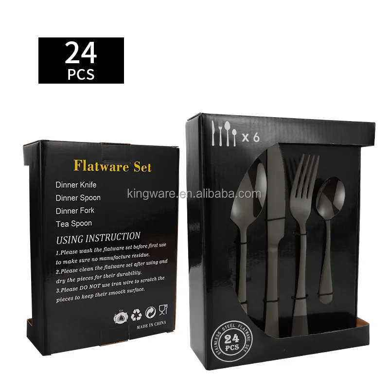 Premium gift luxury dinnerware spoon fork knife tea spoon dessert 18/8 stainless steel gold cutlery 20pcs flatware set with box