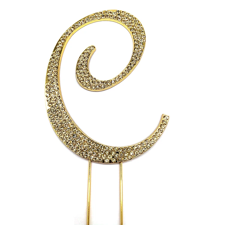Wholesale Fashion Capital English Letters A To Z Crystal Rhinestone Cake Topper For Birthday Party Cake Decoration