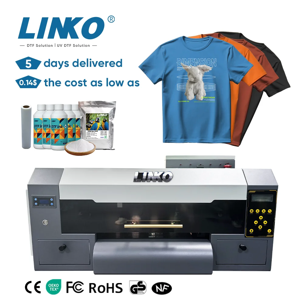 A3 DTF Printer L-402 30cm Linko Dual i1600 Print heads L-1800 Upgrades Model DTF Print printing machine With Powder shaker DTF