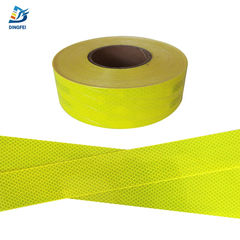 Флуоресцентная желто-зеленая высокоинтенсивная призматическая самоклеящаяся светоотражающая лента шириной 50 мм для автомобиля
