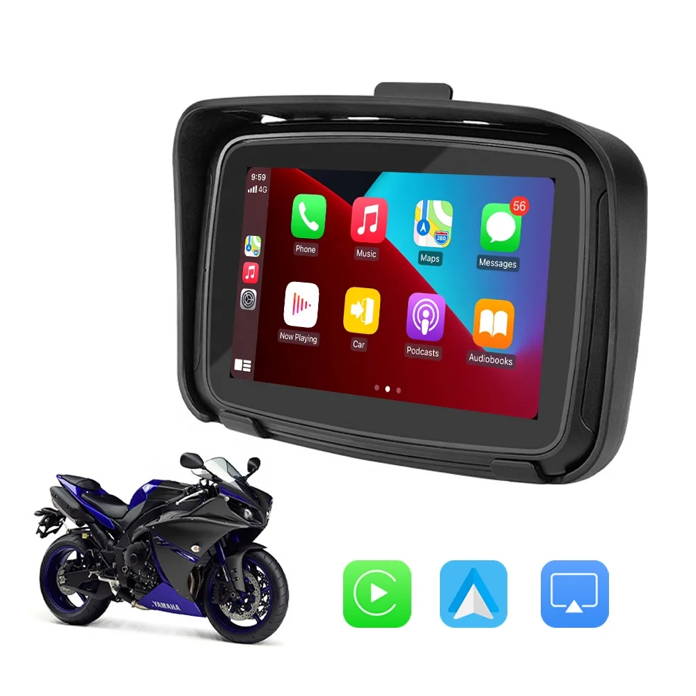 5 Inch Touch Outdoor IPX7 Waterproof External Portable Motorcycle Special Navigator Supports CarPlay and Android Auto