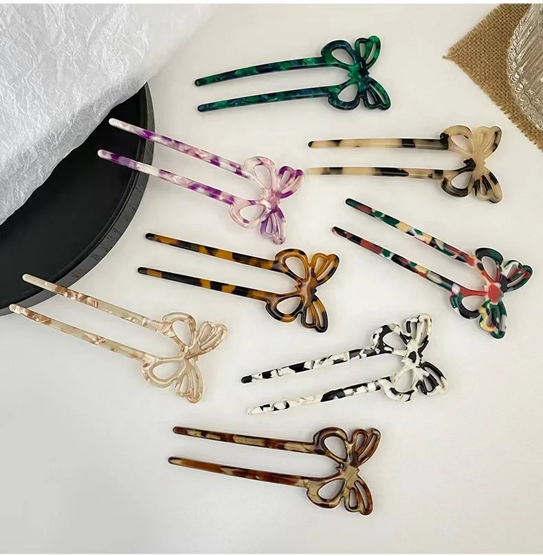 PDANY Wholesale Custom Fashion Girl Hair Stick High Quality Cellulose Acetate Butterfly Hairpin Acetate hair stick for Girls