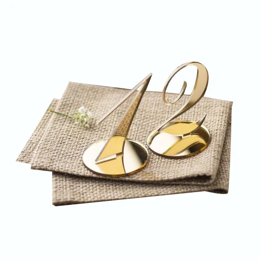 ESL Custom Acrylic Table Numbers Gold Table Numbers With UV Printing And Engraving Logo For Wedding