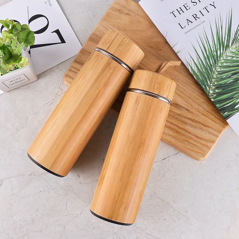 Custom Reusable Water Bottles Bamboo Sustainable Water Bottle Bamboo Thermos Bottle