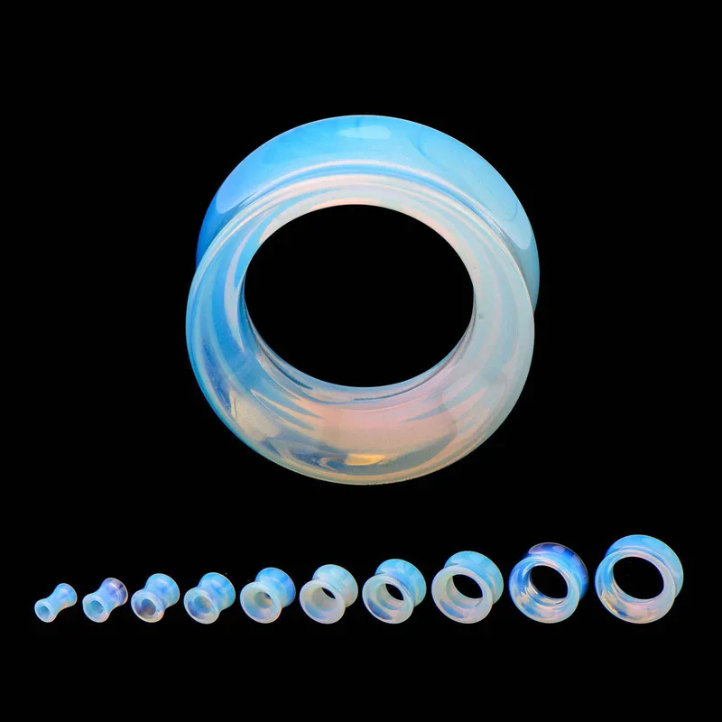 Opal Double Flare Tunnel Plug Opalite Stone Eyelet Ear Plugs Piercing Jewelry  for Stretched Ears 6mm-25mm