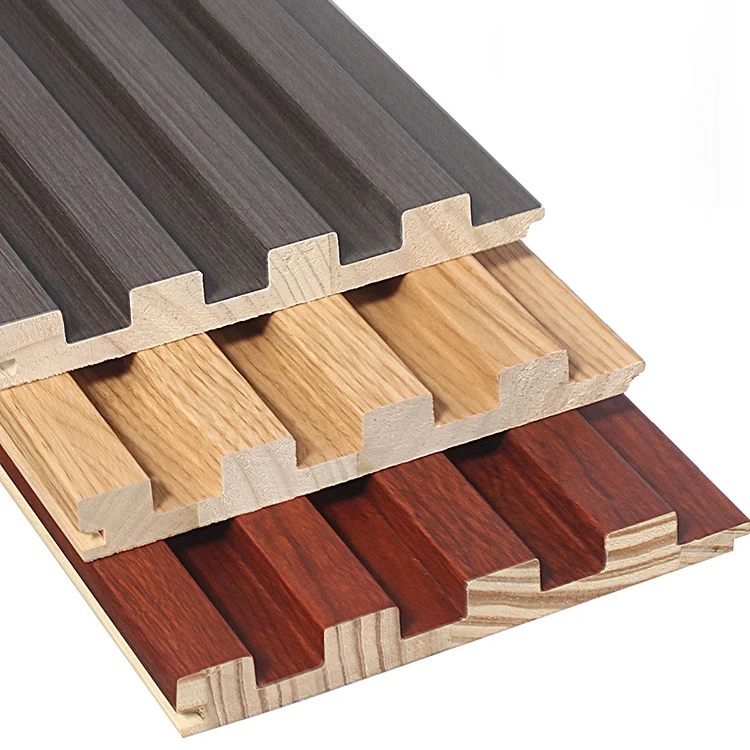 Wood Slat Panel 3D Pet Wood Design Tv Restaurant Kitchen Clip Curved Solid Wood Pvc Fluted Inside Inlay Concave PVC Wall Panel