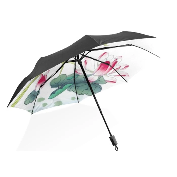 Bespoke UV Protection Traditional Ink and Wash Painting Lady Rain Umbrella