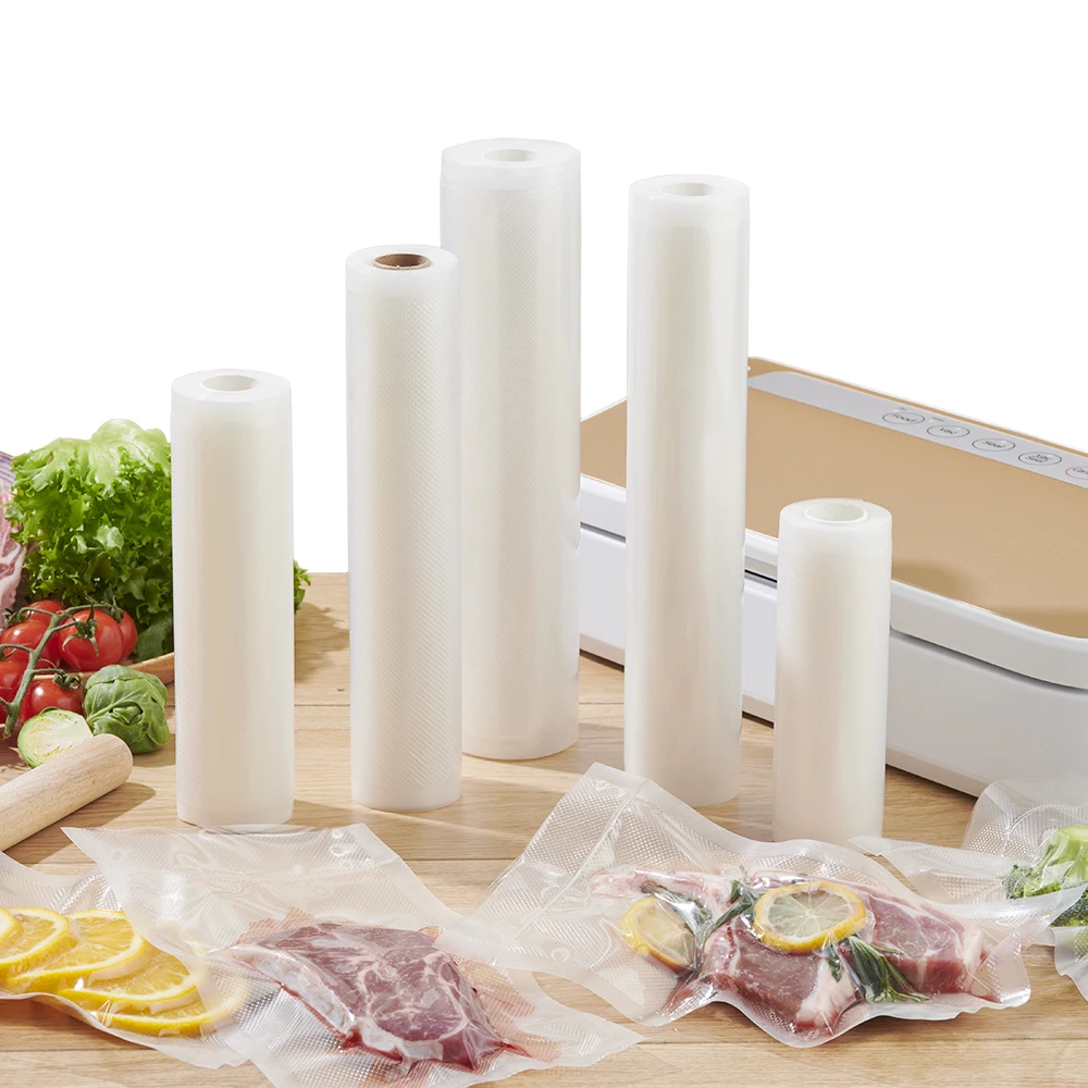Custom Vaccum Plastic Packaging Barrier Roll Frozen 7 Layer Smooth Nylon Food Rice Fish Chicken Meat Vacuum Sealer Bags