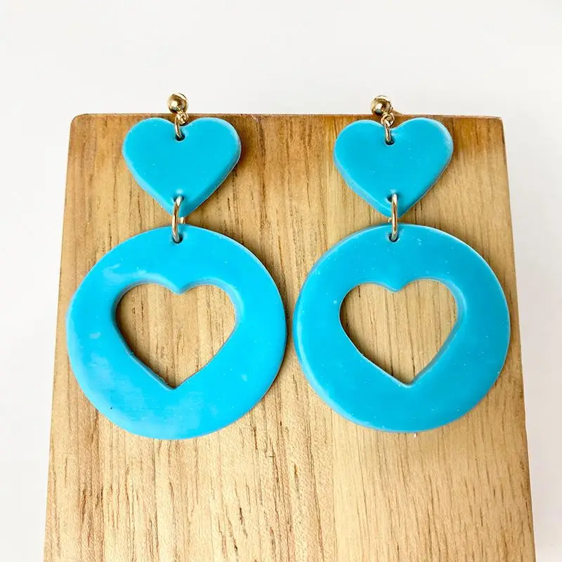  Wholesale Earrings Drop Spring And Summer Cool Ins Web Celebrity Love Heart-Shaped Soft Pottery