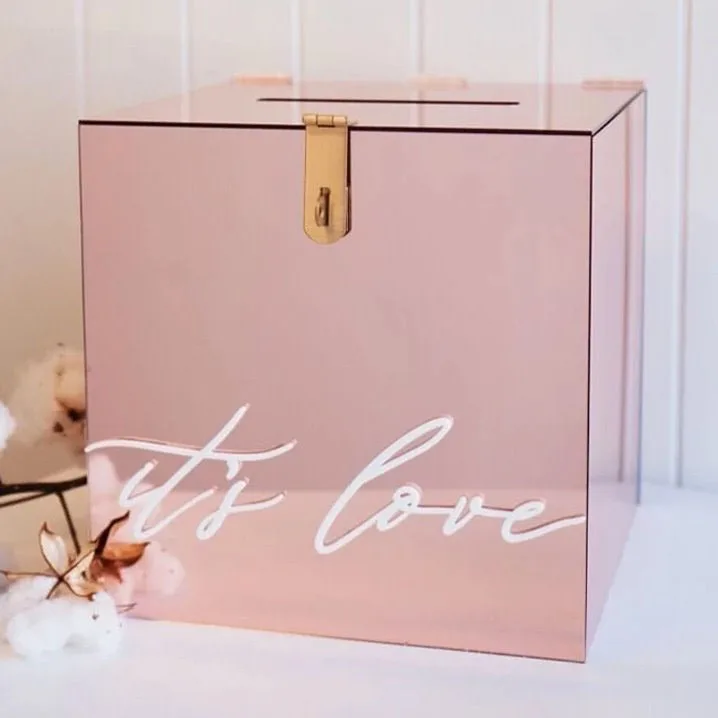 cube  acrylic mirror wishing well box for wedding