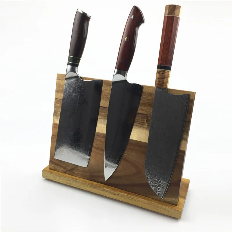 Wooden Magnetic Knife Block Holder Rack Double-Sided Magnetic Stands Multifunctional Storage Knife Holder