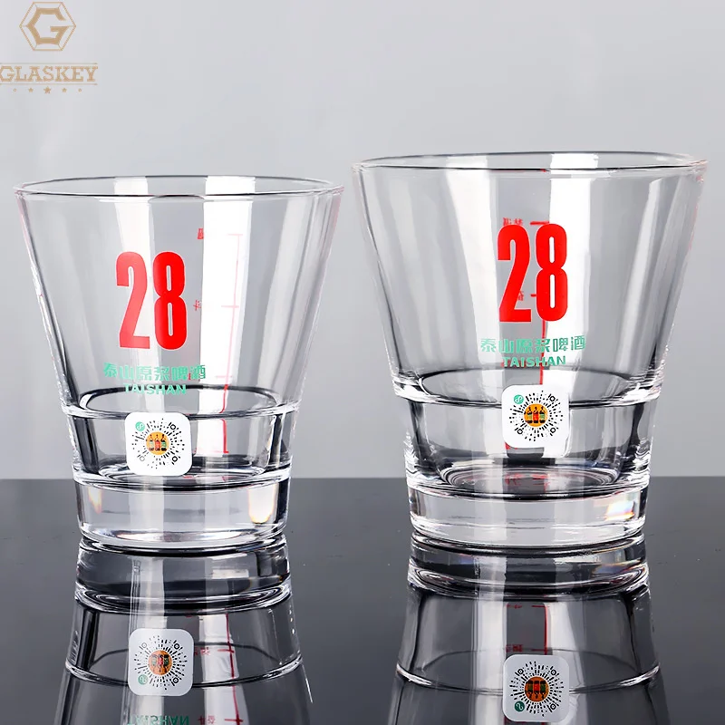 Custom Decal Glass Beer Mug With Handle Beer Tasting Glass Short Glass Cups For Beer