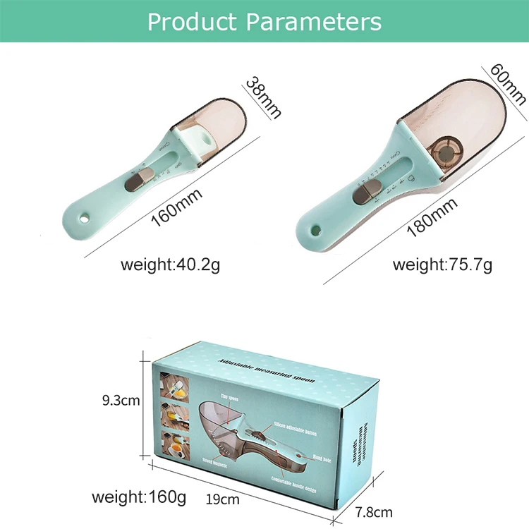 Kitchen Baking Tools Multifunctional 2PCS Plastic Adjustable Measuring Cup Spoon Set for Solid Powder Liquid