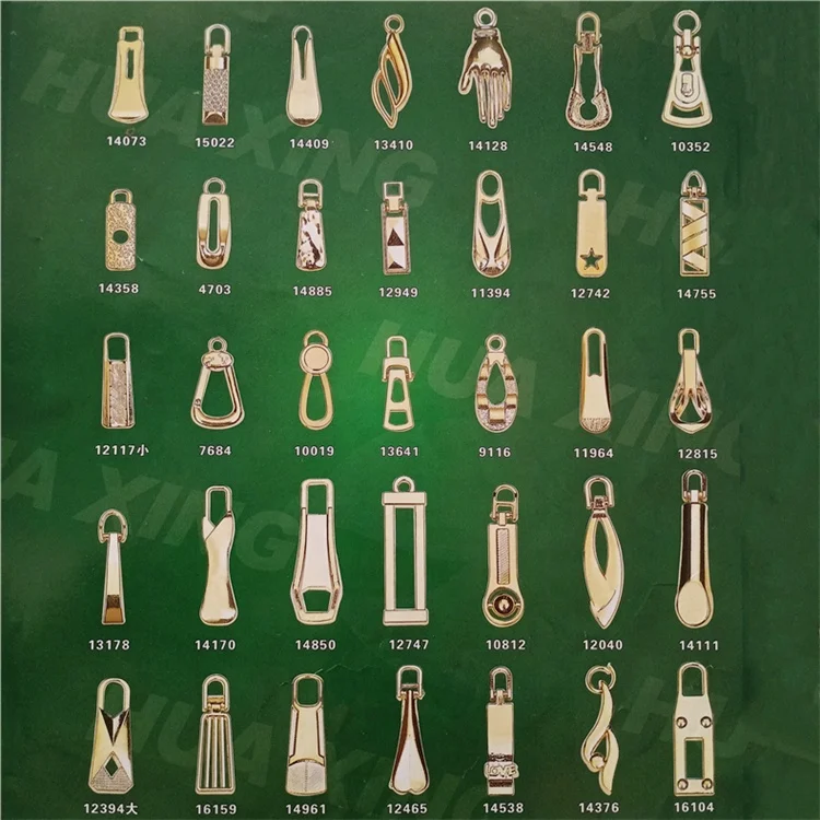 NO.3#5# Golden rectangle matte pattern metal zipper slider puller pendant pull parts for garment bags shoes
