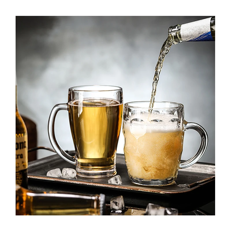 560ml Huge Capacity Beer Glass Mug With Handle Durable Glass Beer Cup Unbroken Glassware Custom Beer Glass