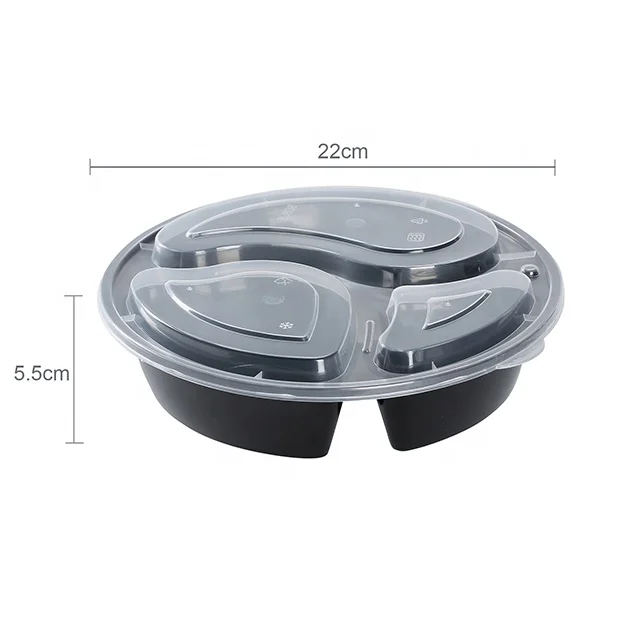 
3 Compartments Takeaway Meal Prep Pp Disposable Food Container Lunch Box 