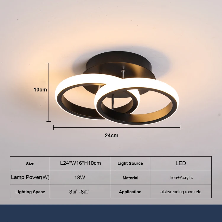 Modern Lighting Fixtures Flush Mount LED Circles Ceiling Light For Bedroom  Aisle Hallway18W 2-Ring Ceiling Chandelier Light