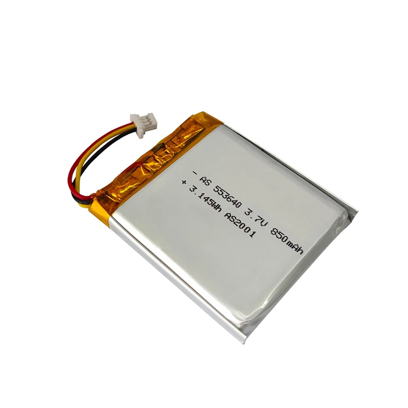 Lithium Ion Polymer 553640 3.7V 850mAh Rechargeable Lipo Battery for Speaker With UL2054 CB UN38.3 CCC CE Certification