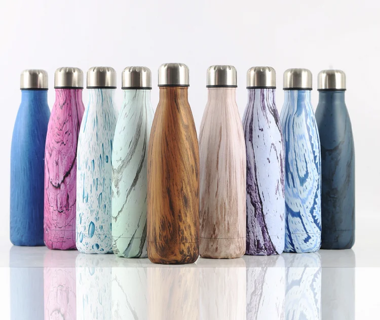 Eco friendly metallic thermo coke water bottle vacuum insulated sports flasks stainless steel cola bottle