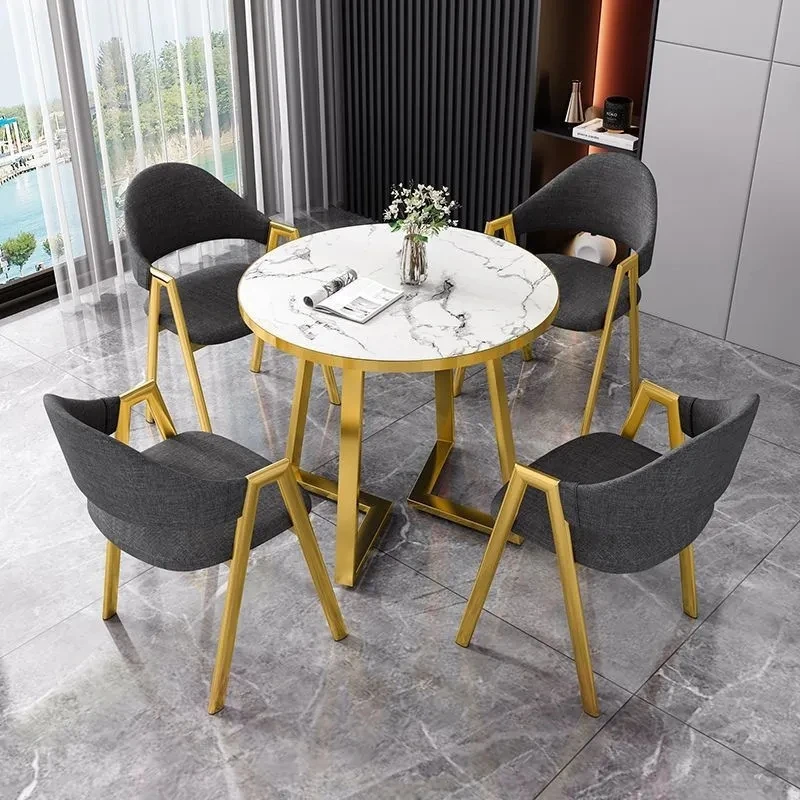 Italian slate dining table Nordic light luxury iron table simple modern dining tables and chairs for restaurant