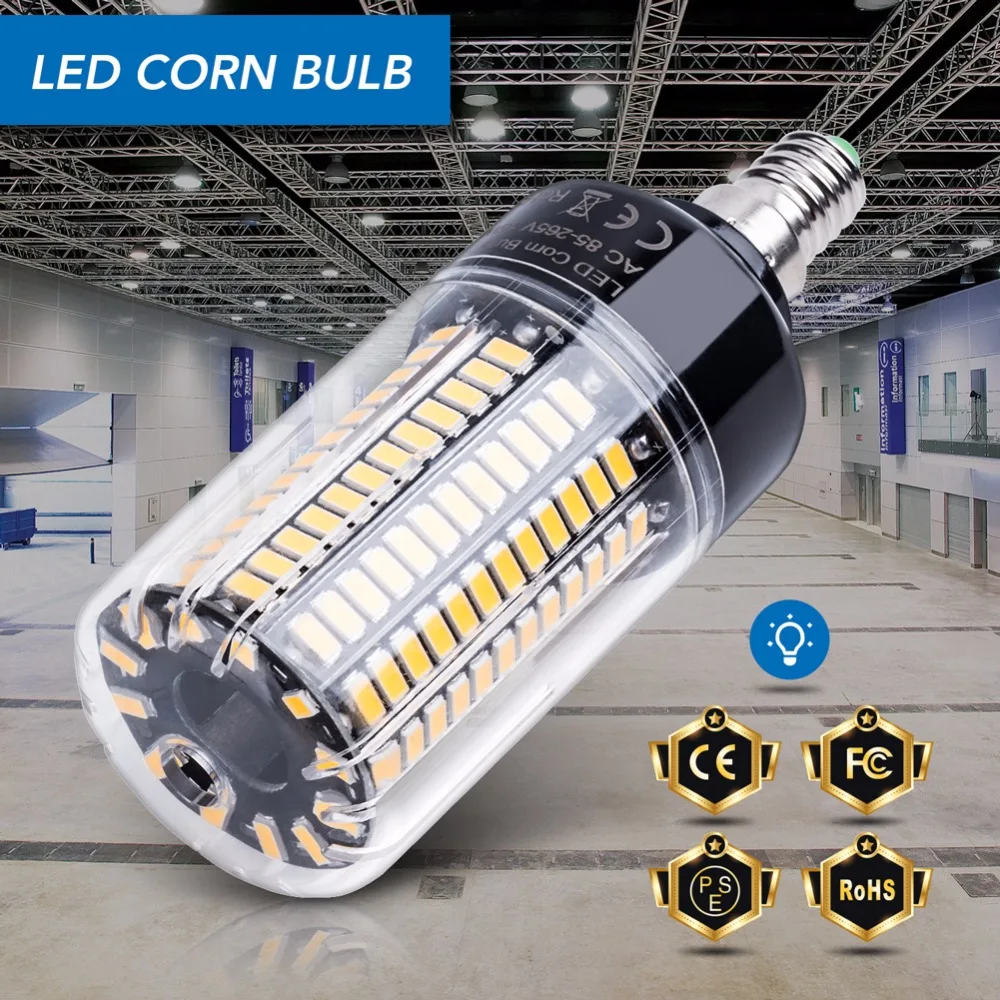 E14 Corn Bulb E27 LED Lamps 220V B22 High Power 28 40 72 108 132 156 189leds Lights SMD 5736 Lampada Led 110V No Flicker 85-265