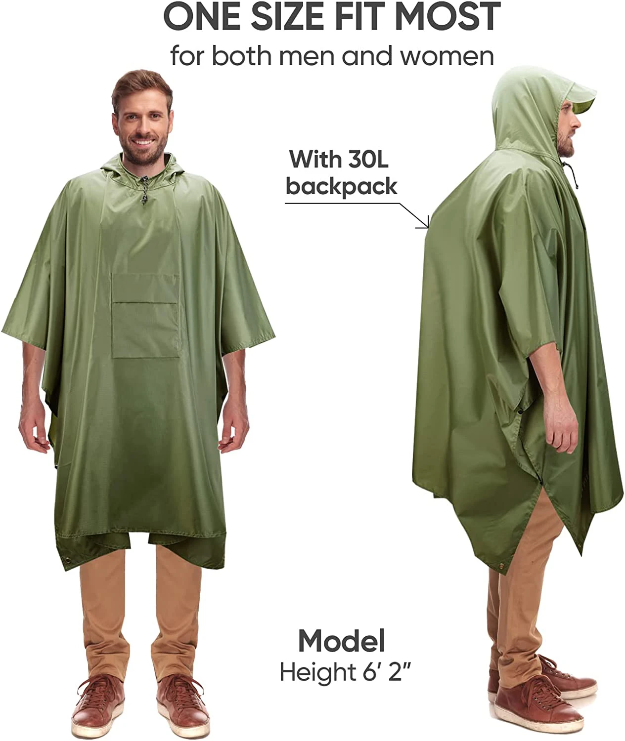WOQI Wholesale Hooded Rain Poncho Waterproof Lightweight Unisex raincoat with Pocket