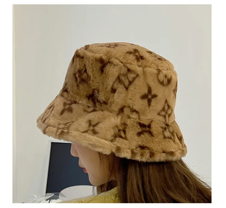 RTS Latest Faux Fur Warm Bucket Hats High Quality Acrylic Women Winter Hats Plush Knitted Hat Outdoor Gorras