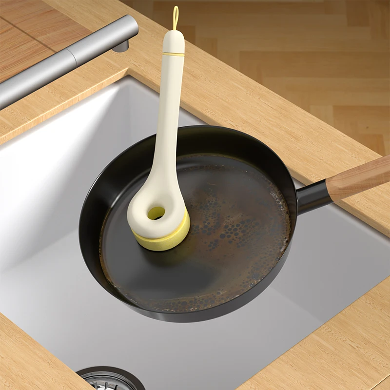Wood Pulp Cotton Pot Brush Multi-functional Dish Washing Cleaning Long Handle Does Not Hurt the Pot With peeler Cleaning Brush