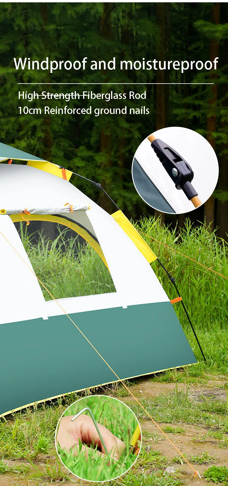 Wholesale High-quality Sunscreen and Rainproof Tent 3-4 People Fully Automatic Quick Open Camping Tent