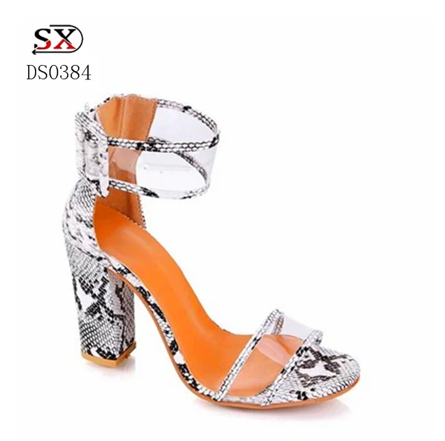 New arrival buckle Snake strap block high heel sole women sandals