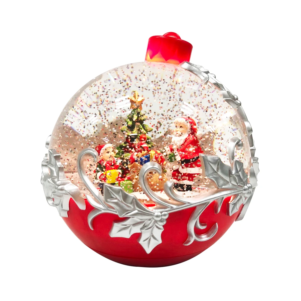 2024 Navidad Christmas Decorations Supplies  Resin Santa Claus Lantern LED Snow Globe Lantern