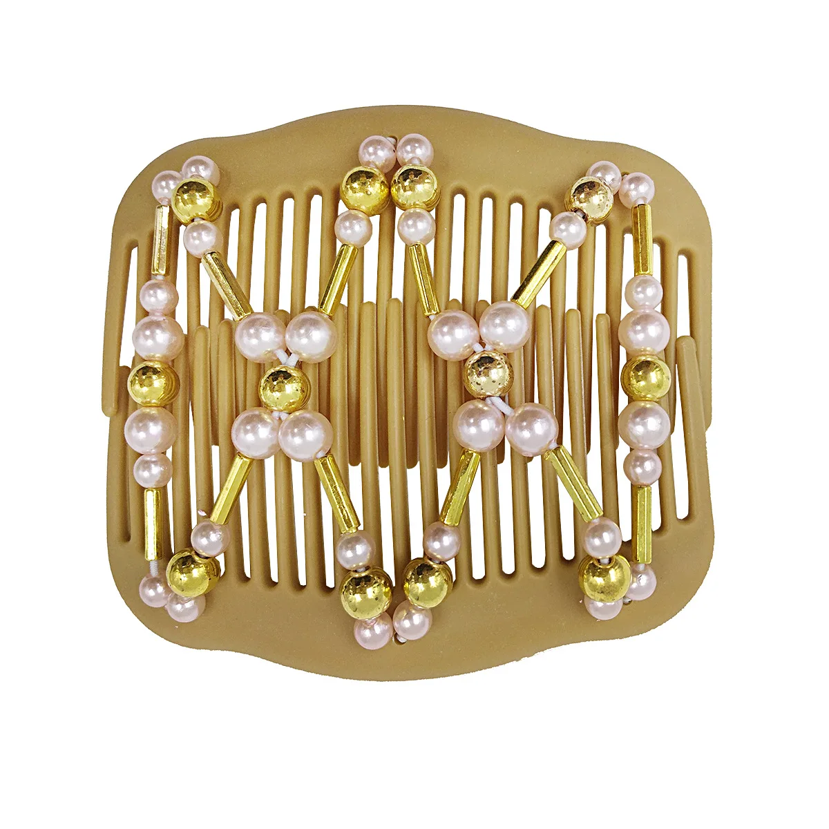 Popular Wood-like Pearl Stretch Magic Double Hair Combs Fashion Hair Styling Tools Hair Accessories For Girls