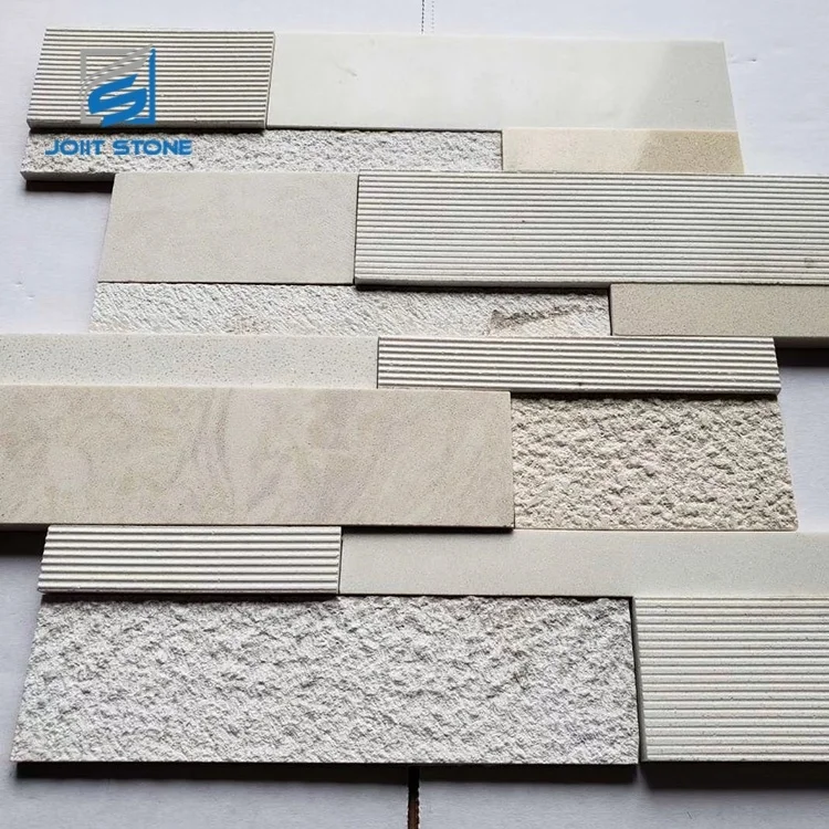 Modern Design Beige Stone Split/Polish/Groove Marble Wall Cladding Decor Tiles