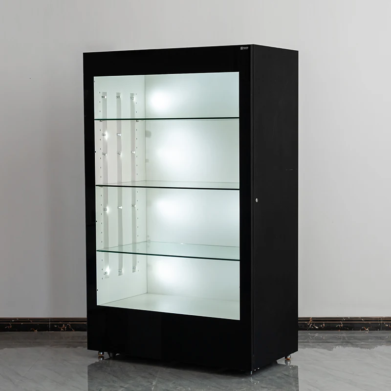 Panel Door Full Vision Display Case Sleek Display Cabinet Valuable Stone Showcase For Mineral