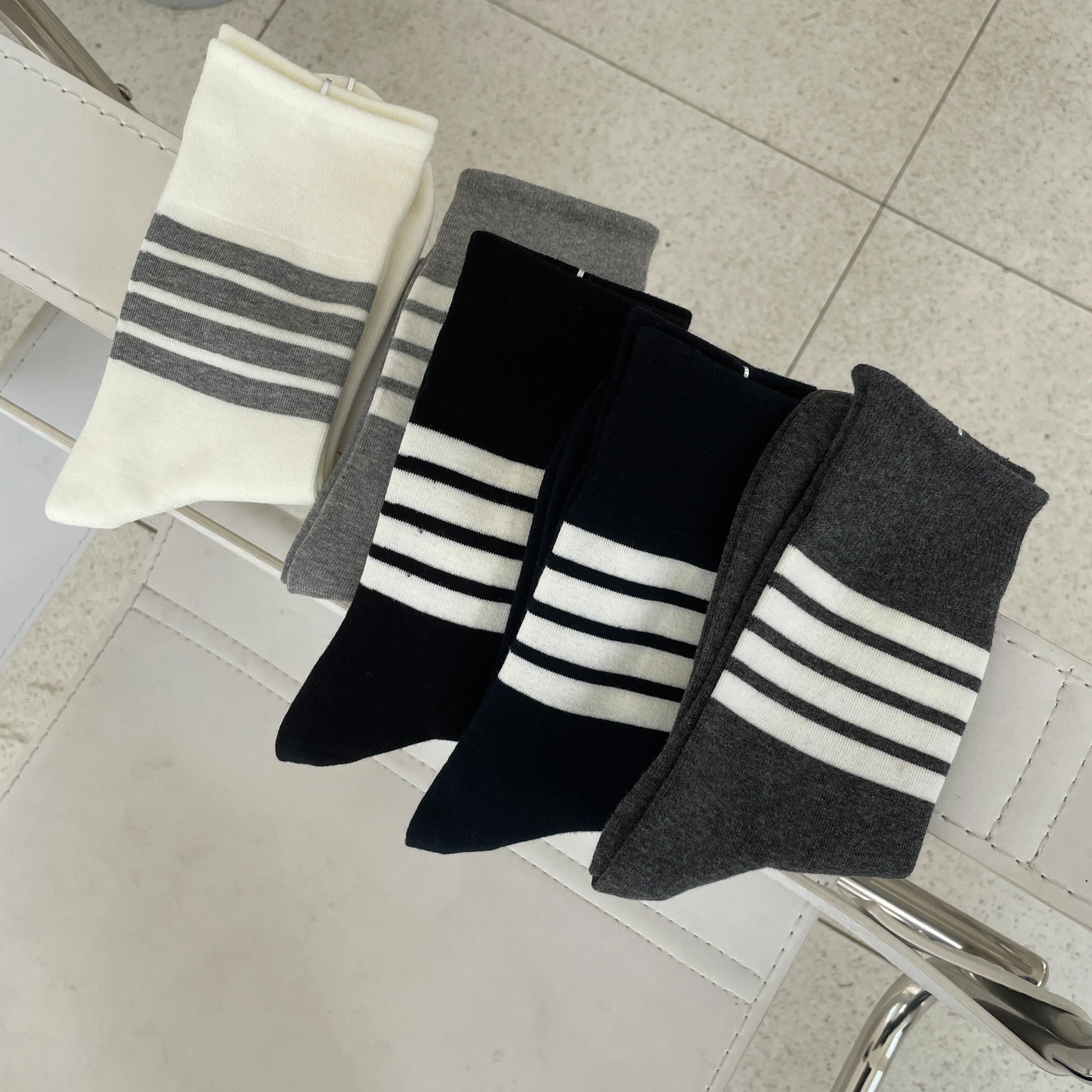  Factory Supply Fashion Ladies Soft Striped Athletic Cotton Crew Sport