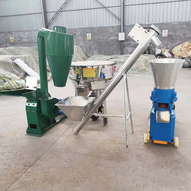 60-300 kg/h small Animal feed pellet mill machine line chicken feed processing machine with grinder mixer conveyor