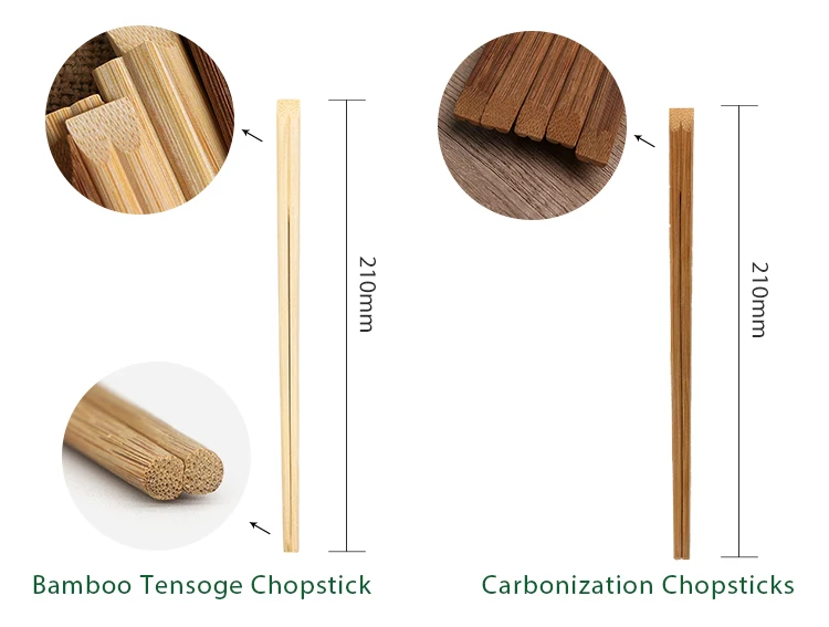 Free Sample Paper All Sleeves Wrapped Carbonization Disposable Bamboo Twin Chopsticks