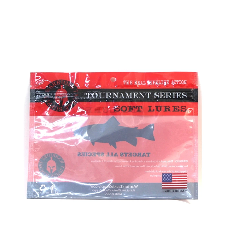 MOQ 500 digital printing soft plastic reusable ziplock fishing lure packaging bag