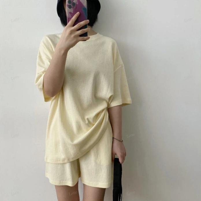 Women T-shirts Suits with Shorts Loungewear Pajamas Woman Summer Basic&Casual Microfiber Sleepwear Negligee 2 Pieces Nightie