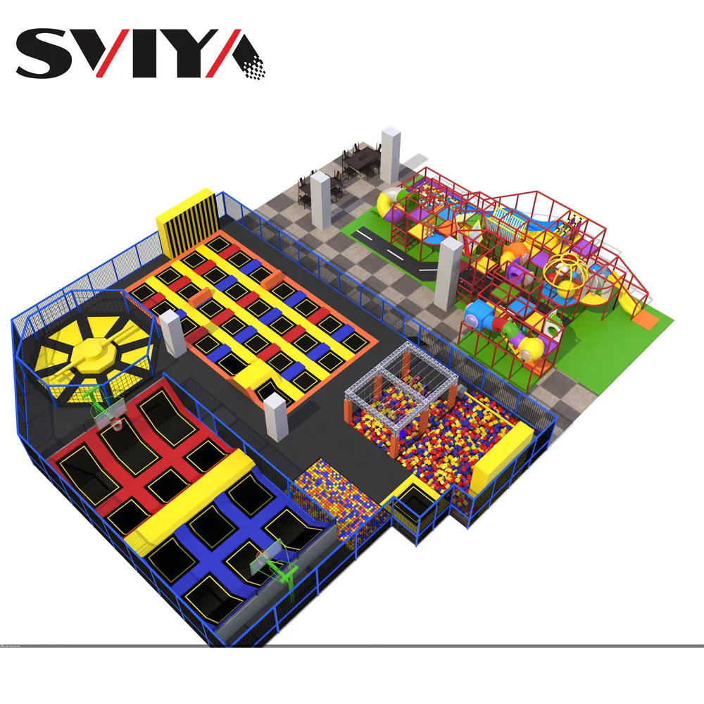 Factory Sale Commercial Indoor Trampoline Park Bungee Jump With Ninja Warrior Course