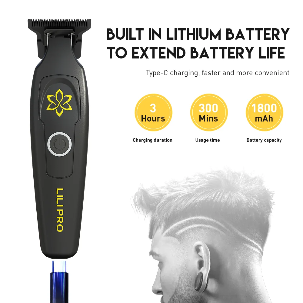 LILIPRO M10 7000RPM Zero Gapped Blade Detailer Trimmer Cordless Rechargeable Edgers Hair Cutting Machine Clippers Professional