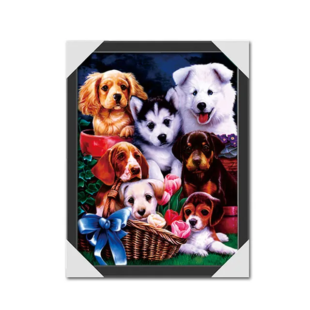 3d lenticular printing dog picture with MDF Frame 3d poster in stock of lovely  puppy images
