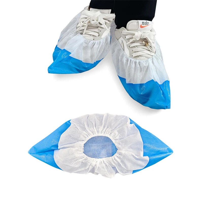 Синие сапоги одноразовые Shoecover Hdpe 1000 шт./упаковка противоскользящие Одноразовые ПВХ CPE PP ткань Esd медицинская хирургическая крышка для обуви