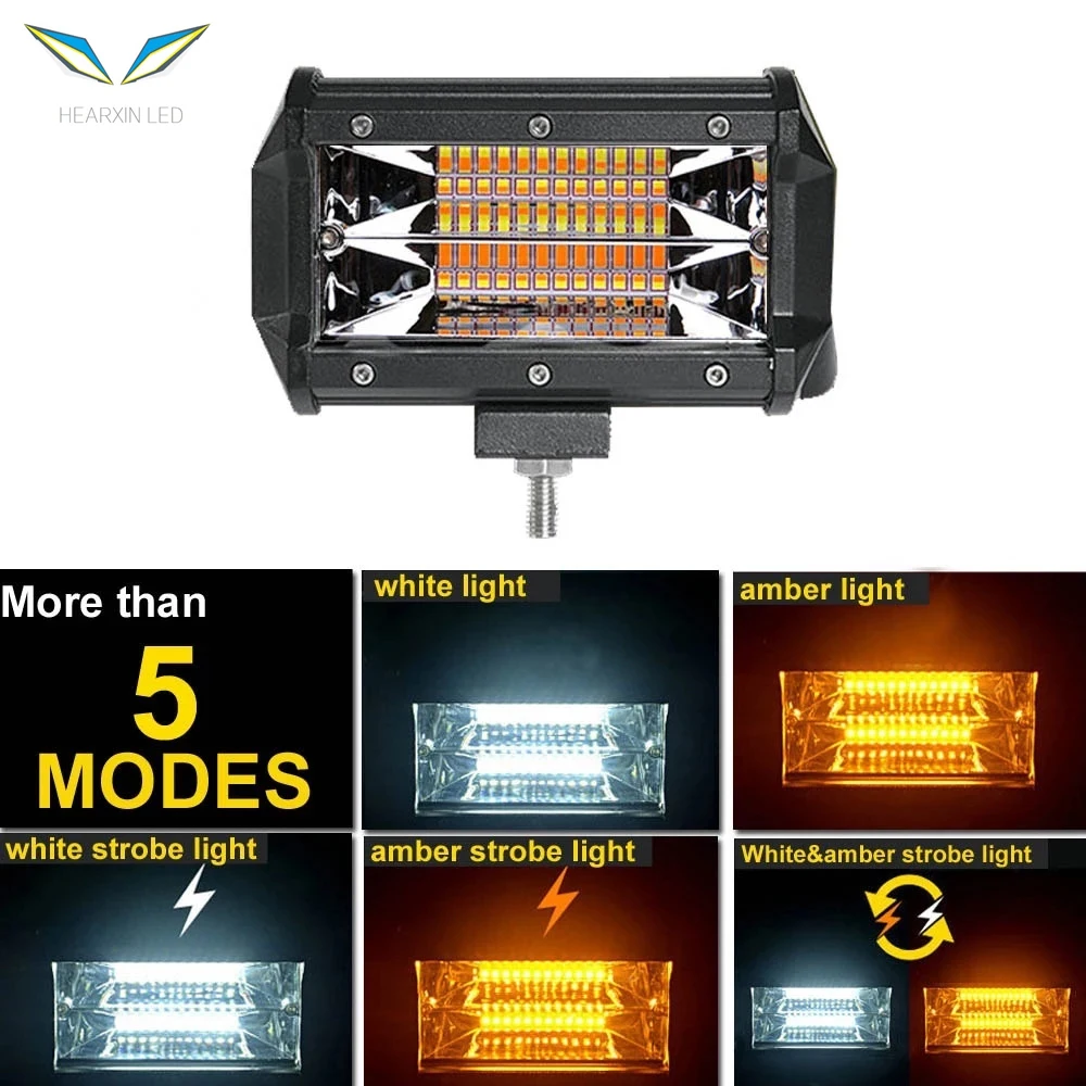 5 дюймов 72 Вт белый + желтый 3000K 6000K Led рабочий свет противотуманные светодиодные панели для внедорожников грузовиков ATV 4x4 4D луч в дополнительном освещении