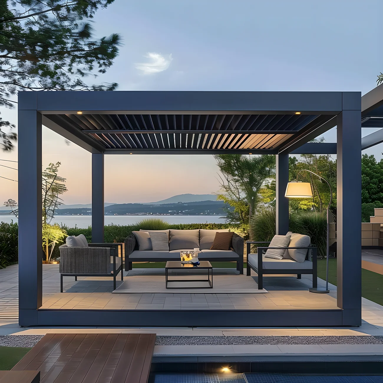 Waterproof outdoor pavilion factory direct sales 4x3 electric bioclimatic aluminum pavilion