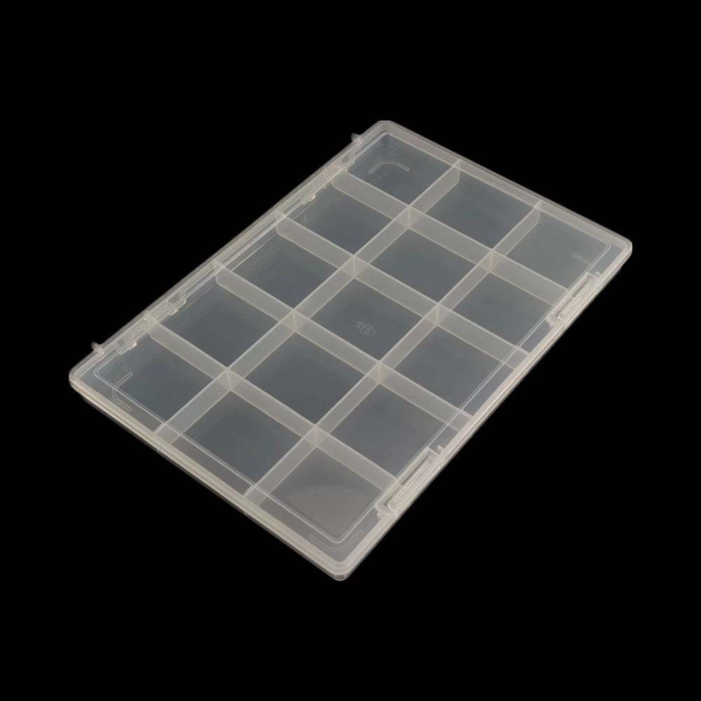15 Slots Transparent Plastic Jewelry Organizer Box Compartment Storage Container for Bead Rings Jewelry Display Organizer