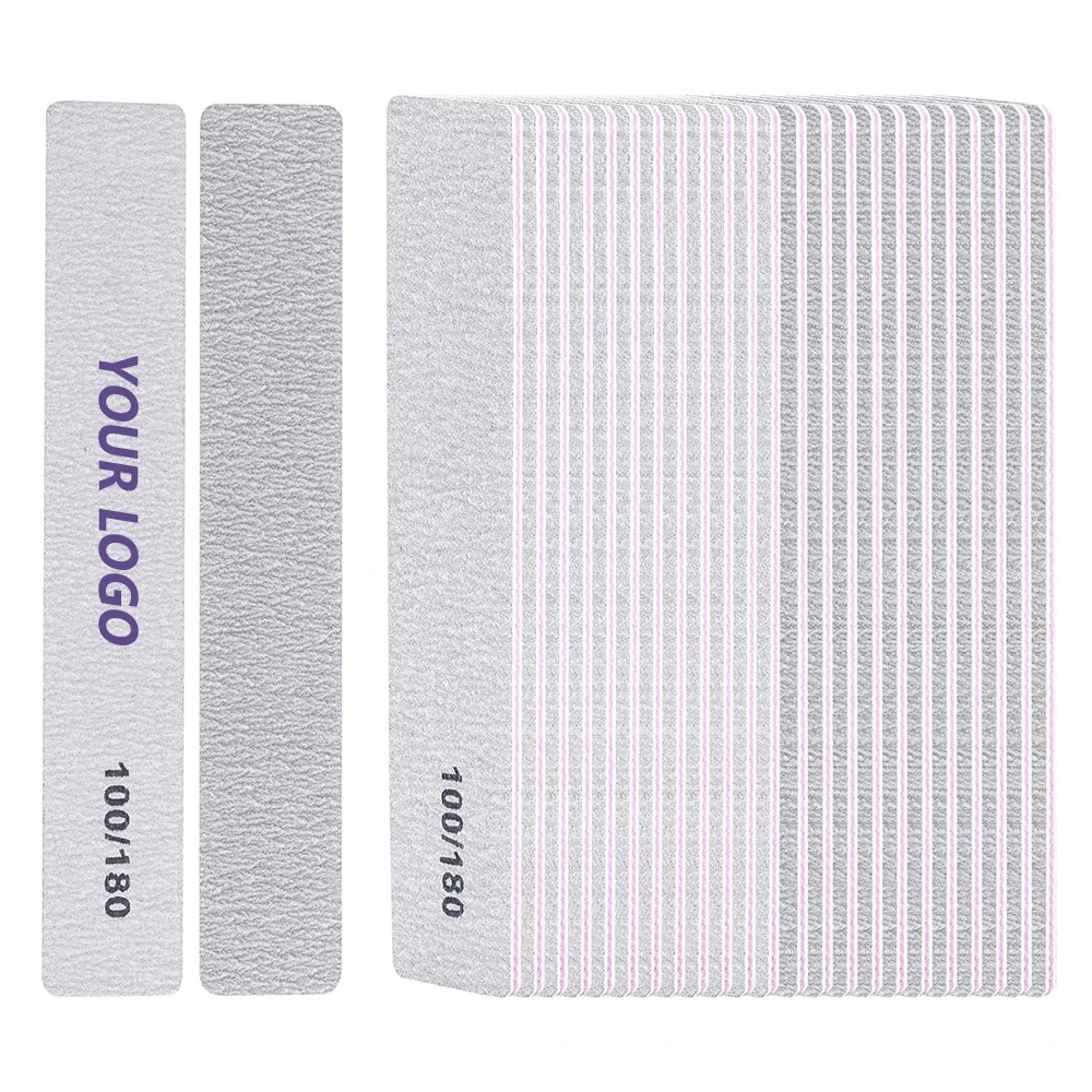 Hot Selling Square Halfmoon Curved Banana Straight Shape Zebra Nail File 100/180 With Customized Logo