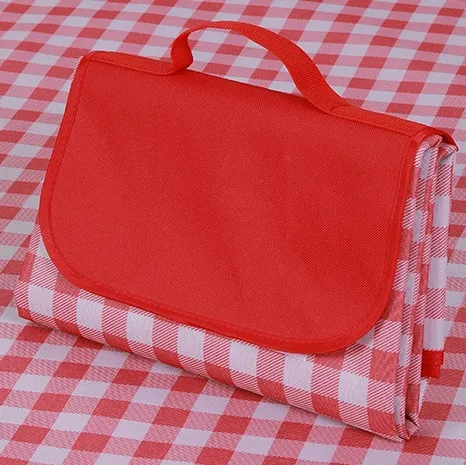 Extra Large Oversized Picnic Outdoor Blanket Dual Layers Water-Resistant Handy Mat Tote Spring Summer Red White Checkered